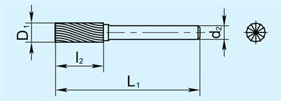 Борфреза цилиндрическая с заточенным торцом В - фото 10084