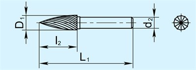 Борфреза гиперболическая с точечным торцом G - фото 10104