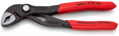 KNIPEX COBRA® клещи переставные, 32 мм (1 1/4"), под ключ 30 мм, 150 мм, серые, 1К ручки - фото 10254