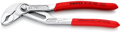 KNIPEX COBRA® клещи переставные, 42 мм (1 1/2"), под ключ 36 мм, 180 мм, хром, 1К ручки - фото 10264