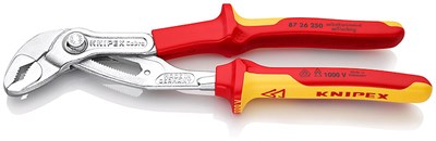 KNIPEX COBRA® клещи переставные, VDE, 50 мм (2"), под ключ 46 мм, 250 мм, диэлектрические, хром, 2К ручки - фото 10269