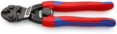 KNIPEX CoBolt® болторез компактный, с пружиной, с выемкой на кромках для реза толстой проволоки, 200 мм,рез: мягкая проволока d 6 мм, проволока средней твёрдости d 5.2 мм, твёрдая проволока d 4 мм, рояльная струна (HRC 59) d 3.6 мм,  чёрный, 2К ручки - фото 10318