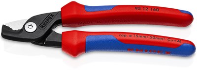 KNIPEX StepCut кабелерез, ступенчатый рез, рез: кабель d 15 мм (50 кв. мм, AWG 1/0), 160 мм, чёрный, 2К ручки - фото 10347