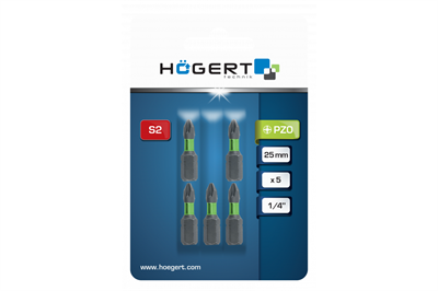 HOEGERT Биты ударные PZ0, 25 мм, сталь S2, 5 шт. - фото 18548