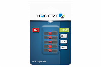 HOEGERT Биты ударные SL4, 25 мм, сталь S2, 5 шт. - фото 18549