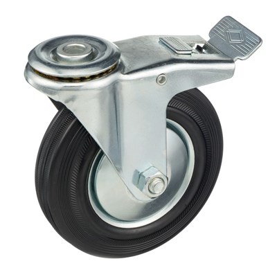 Колесо  поворотное с тормозом с отверстием под болт 12мм Стелла-техник 4005-125 - фото 8406