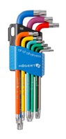 Набор Г- образных удлиненных ключей TORX с цветной маркировкой, Т10- Т50, 9 шт. HOEGERT
