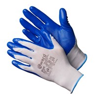 Перчатки из белого нейлона с синим нитриловым покрытием Blue