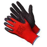 Красные нейлоновые перчатки с черным текстурированным латексом Red